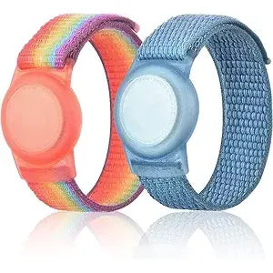 Buy now Kids Wristband Compatible with Apple AirTag, Protective Case for Air Tag GPS Tracker Holder with Nylon Bracelet, Adjustable Anti Lost Watch Band for Toddler Child Elder(Rainbow A) RainbowB&Blue at indiglob india