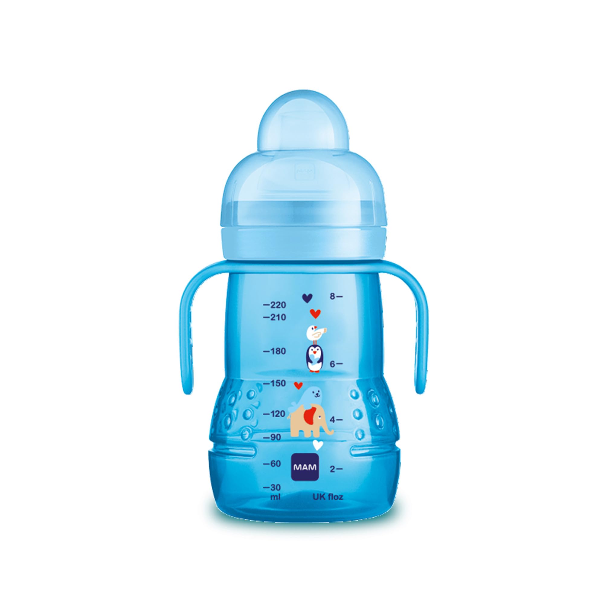 Buy now MAM Trainer Sippy Cup for Toddlers 1-3, 8 oz. Transition Drinking Cup with Extra-Soft Spout, Spill-Free Nipple, and Non-Slip Handles, for Boys 4+ Months, 1 Count Blue at indiglob india