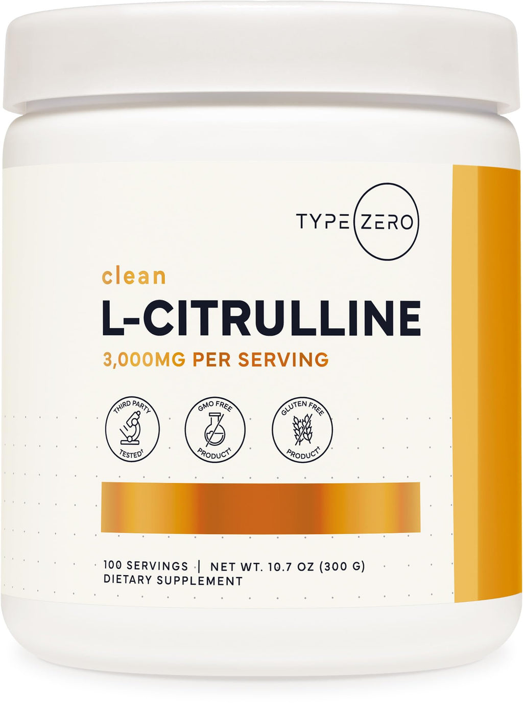 Type Zero L-Citrulline Powder, 3000mg Pump Pre Workout, 100 Servings