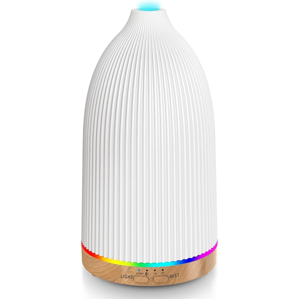 Buy now URPOWER 2nd Version Essential Oil Diffuser with Adjustable Mist Mode Waterless Auto Shut-Off and 7 Color LED Lights for Home Office, One Size (Pack of 1), White Striped White at indiglob india
