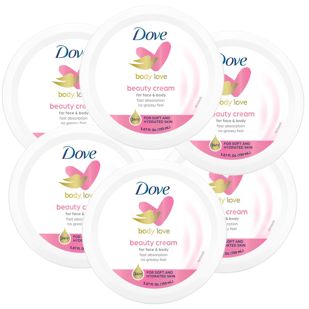 Dove Nourishing Body Care, Face, Hand, and Body Beauty Cream for Normal to Dry Skin Lotion for Women with 24-Hour Moisturization, 4-Pack, 2.53 Oz Each Jar