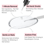 Curvlife 10g Semi-Solid Glue and 20ml Pinpoint Nail Glue Remover Kit | No UV Lamp Needed, Air-Dry Nail Glue Gel for Press on Nails, with Gentle Non-Acetone Remover, Long-Lasting Hold