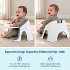 Upseat Core Ergonomic Baby Floor Seat with Removable Tray & Cushion, Lightweight Portable Infant Sitting Chair for Upright Posture & Healthy Hip Development, Easy-Clean Design