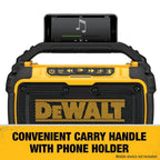 Buy now DEWALT 20V MAX Bluetooth Speaker, 100 ft Range, Durable for Jobsites, Phone Holder Included, Lasts 8-10 Hours with Single Charge (DCR010) at indiglob india
