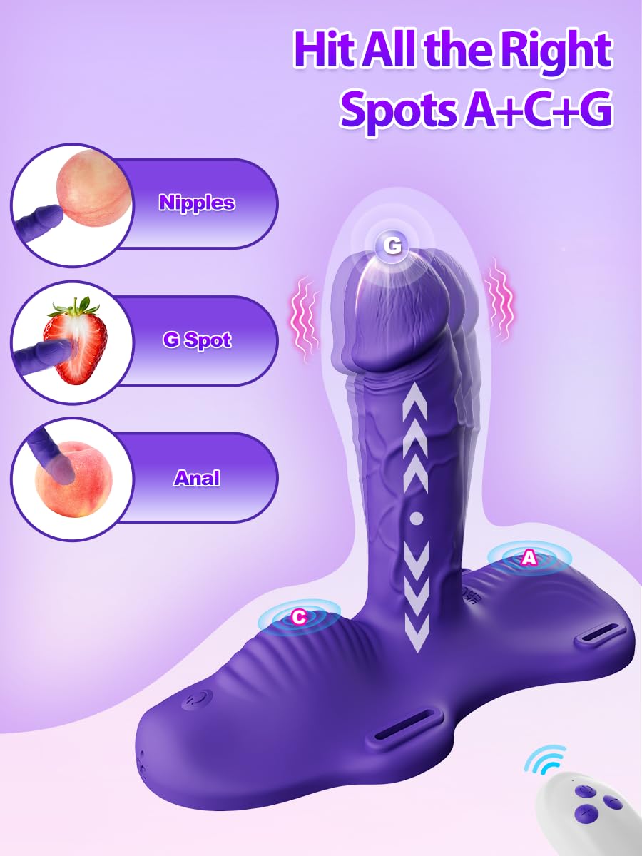 Women Sex Toys Sit and Ride Vibrator - Strap On Thrusting Dildo Riding Vibrators with 3 Thrusting & Vibrating Modes for Women G Spot Clit Stimulation, Female Vibrator Adults Sex Toys & Games
