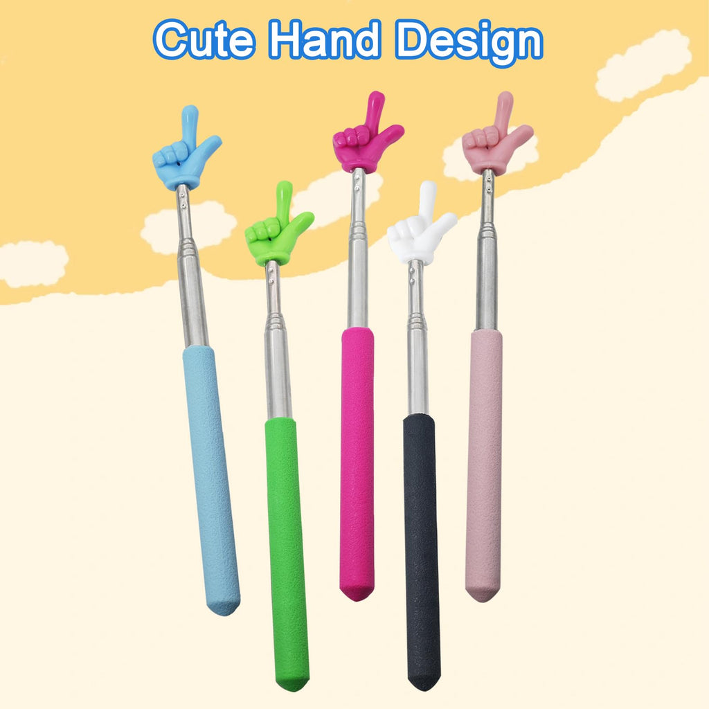 5PCS Pointer Stick For Classroom – Multipurpose Teacher Pointer Stick, Extendable Classroom Pointer And Finger Pointer Stick, Engaging Colors – Classroom Essentials For Effective Presentations