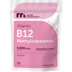 Micro Ingredients Vitamin B12 5,000 mcg | Methylcobalamin – 240 Chewable Tablets | Fast Dissolve, Natural Strawberry Flavor | Vegan, Non-GMO, Gluten Free