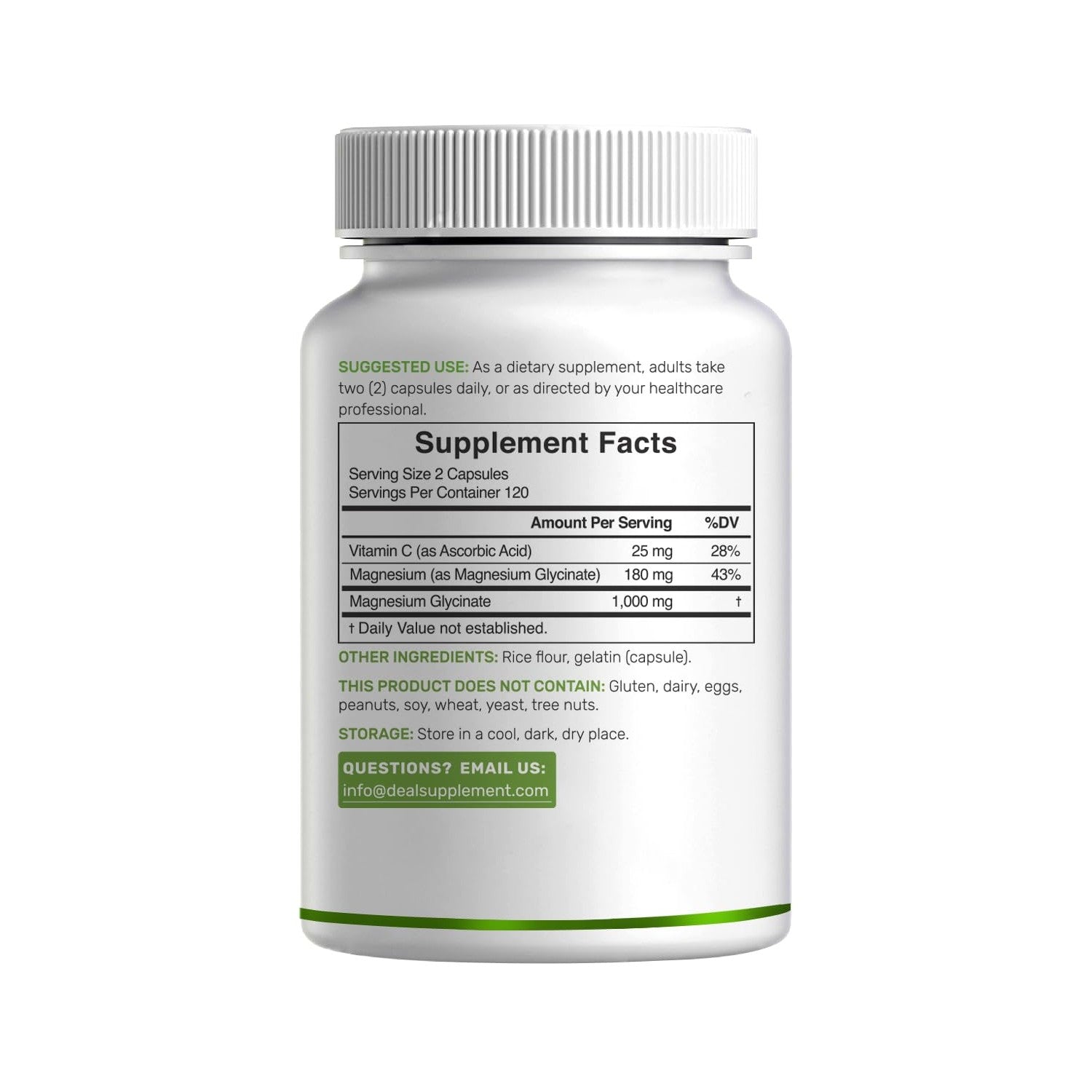 Magnesium Glycinate 500mg Per Capsule (1000mg Per Serving) Plus Vitamin C, 240 Capsules – 100% Chelated for Easy Absorption – Essential Mineral Supplement