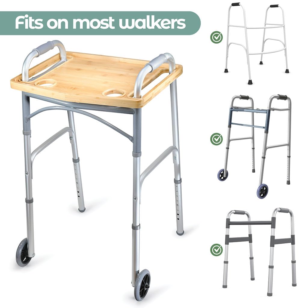 Walker Tray Table with Cup Holder for Folding Walkers Foldable