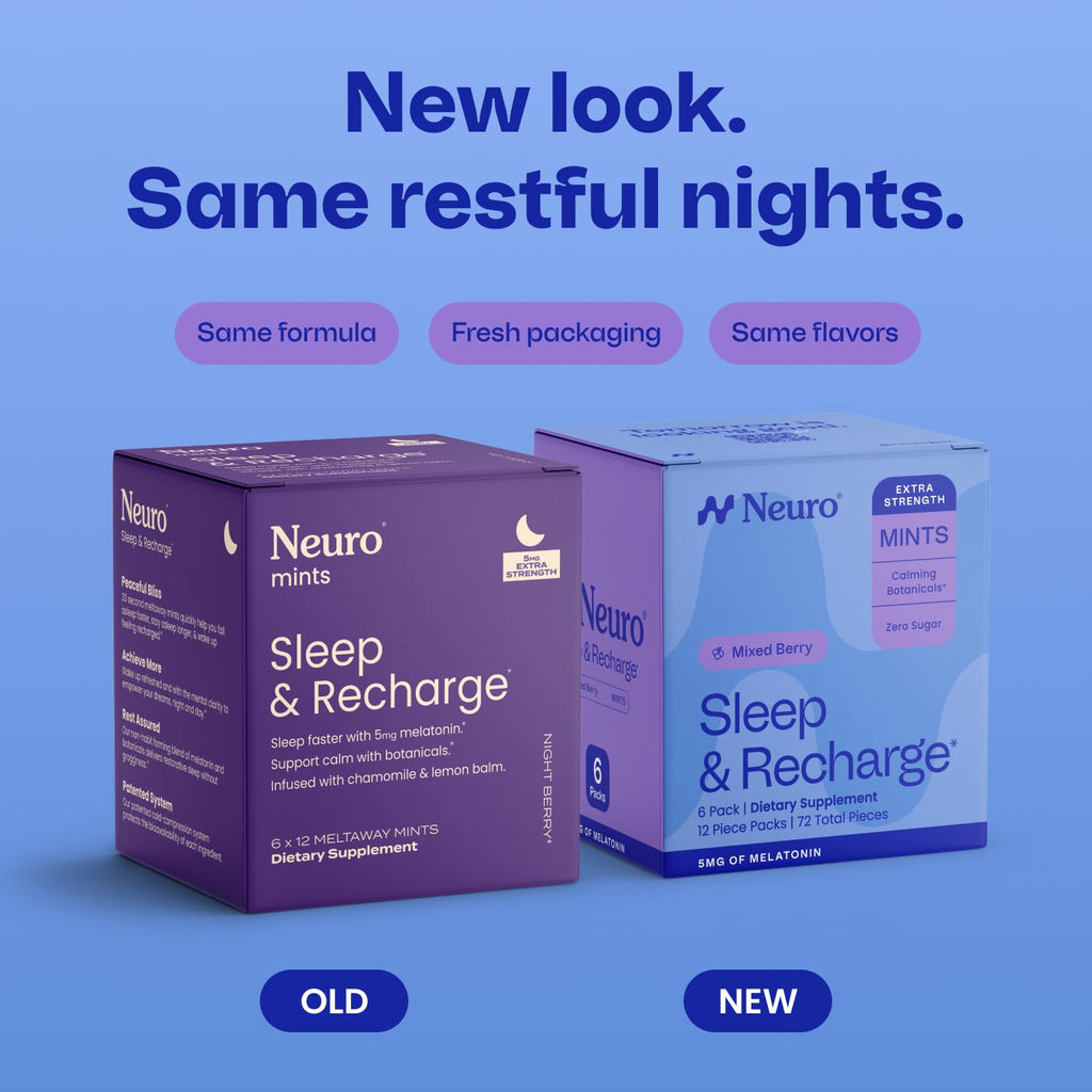Neuro Sleep & Recharge Meltaway Mints, Extra Strength, 72 Count | Mixed Berry, 5mg Melatonin Sleep Aid, Nighttime Relaxation & Healthy Rest Cycle, Chamomile & Elderberry, Fast-Dissolve Mints