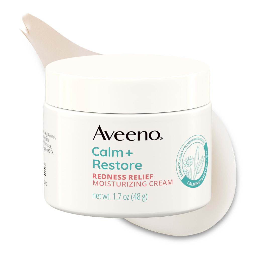 Aveeno Calm + Restore Redness Relief Moisturizing Cream, 1.7 oz | Instantly Calms & Soothes Appearance of Redness with Ceramide & Vitamin B5, Hypoallergenic, Fragrance-Free, Non-Comedogenic