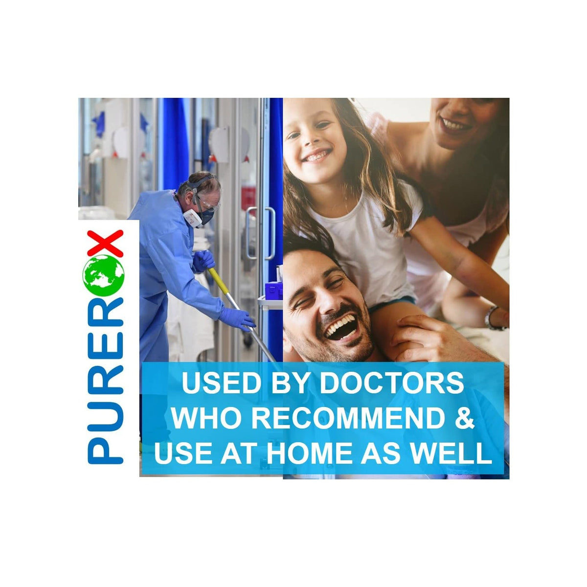 PUREROX disinfectant (16oz, 2pk) Eliminate 99.9999% MRSA, Norovirus, Viruses, Fungus, Bacteria. Hospital Grade. Safe for Use Anywhere. No residue. Suitable for All Surfaces.