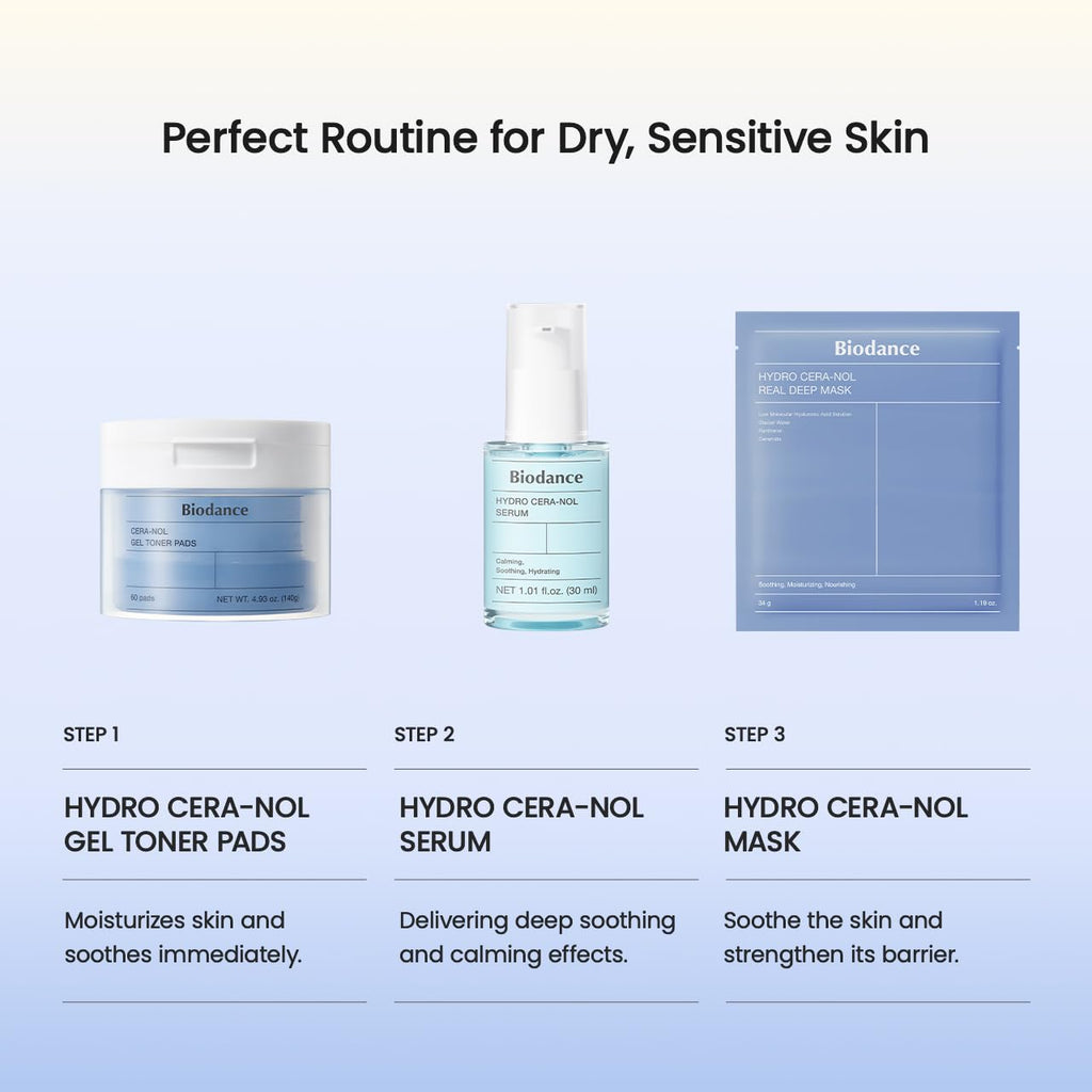 BIODANCE Hydro Cera-nol Serum, Hydrating, Soothing Facial Serum for Dry & Sensitive Skin with Ceramide, D-Panthenol, Hyaluronic Acid, Korean Skin Care | 1.01 fl.oz x 1 ea