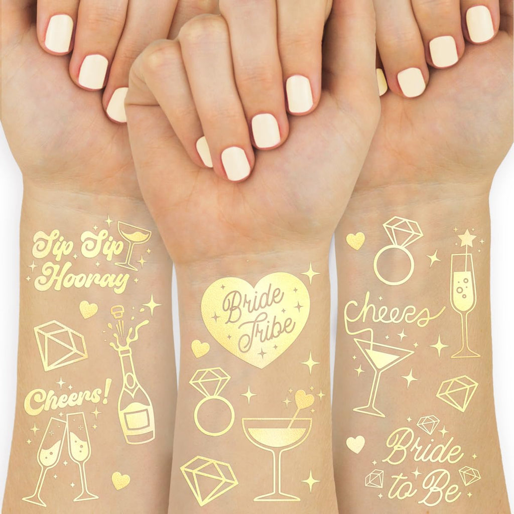 xo, Fetti 54 Gold Bachelorette Temporary Tattoos | Bride Tribe Party Gift