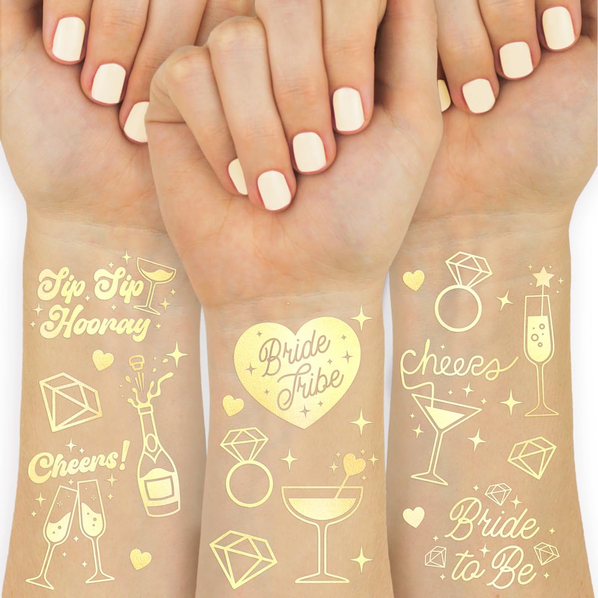 xo, Fetti 54 Gold Bachelorette Temporary Tattoos | Bride Tribe Party Gift