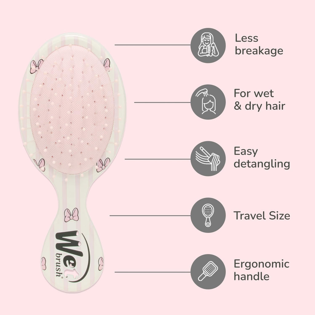 Wet Brush Hello Disney Minnie Mouse - Detangling Travel Hair Brush - Ultra-Soft IntelliFlex Bristles Glide Through Tangles with Ease - Mini Hair Brush - Pain-Free - All Hair Types, Limited Edition