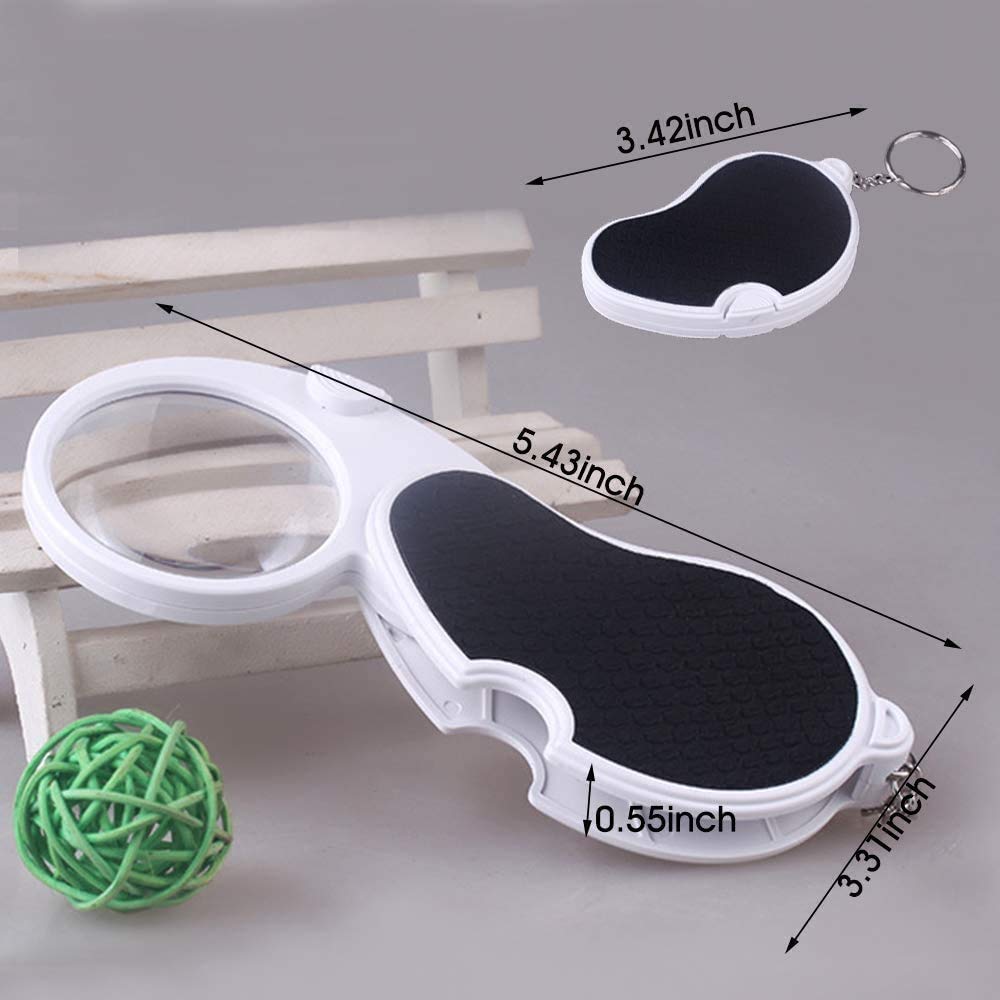 TECHSHARE Magnifying Glass with Light, Lighted Magnifying Glass, Handheld Pocket Magnifier Small Illuminated Folding Hand Held Lighted Magnifier for Reading Coins Hobby Travel - 45 Mm Diameter