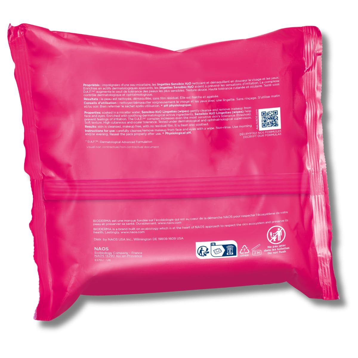 Bioderma - Sensibio H2O Wipes - Cleansing and Makeup Removing - Skin Soothing - for Sensitive Skin - 25 Wipes