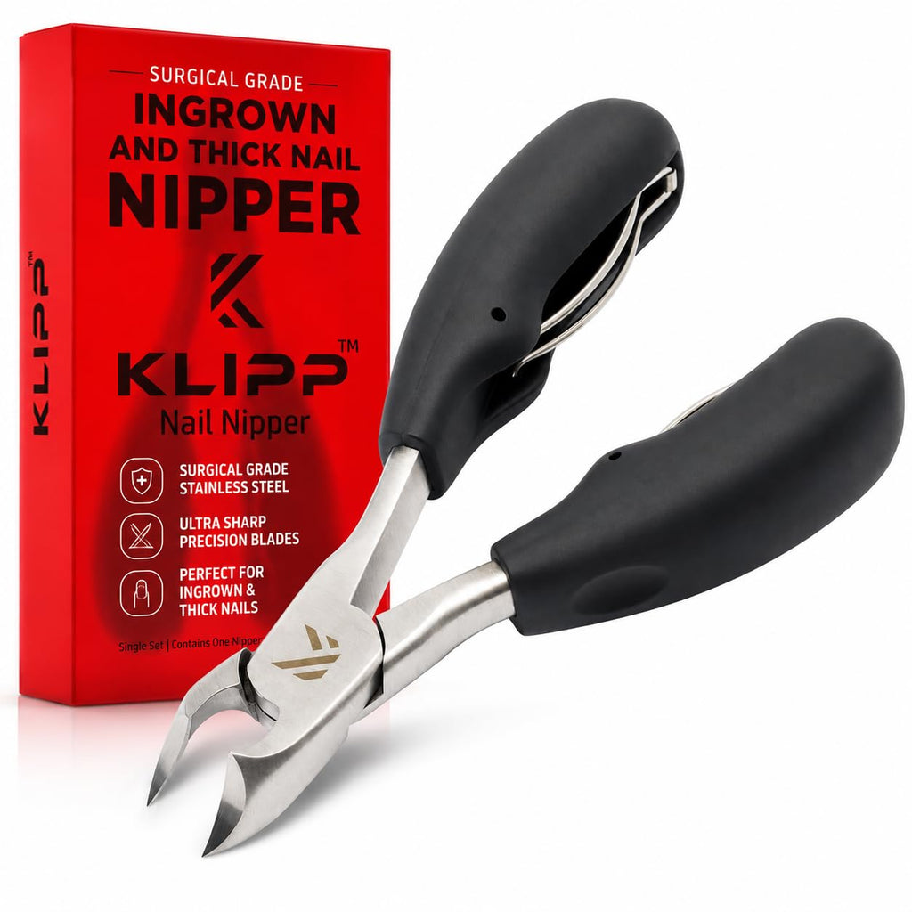 Toenail Clippers for Thick Toenails – KLIPP 15 mm Wide Jaw Thick Fingernail and Toenail Cutter with Curved Stainless-Steel Blades for Seniors (Eagle Beak)