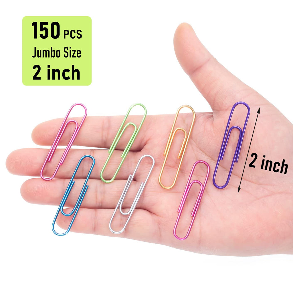 Jumbo Paper Clips, 150pcs 2 Inch Large Colored Paper Clip