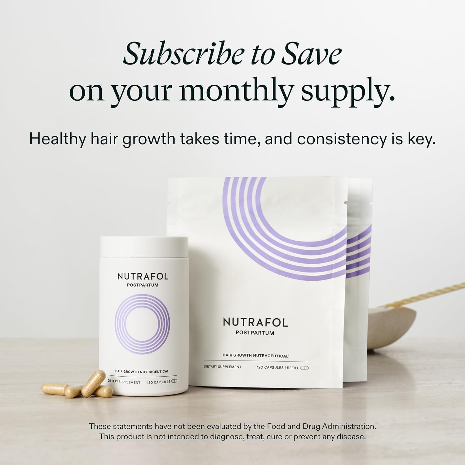 Nutrafol Postpartum Hair Growth Supplements, Clinically Tested for Visibly Thicker Hair and Less Shedding, Breastfeeding-friendly