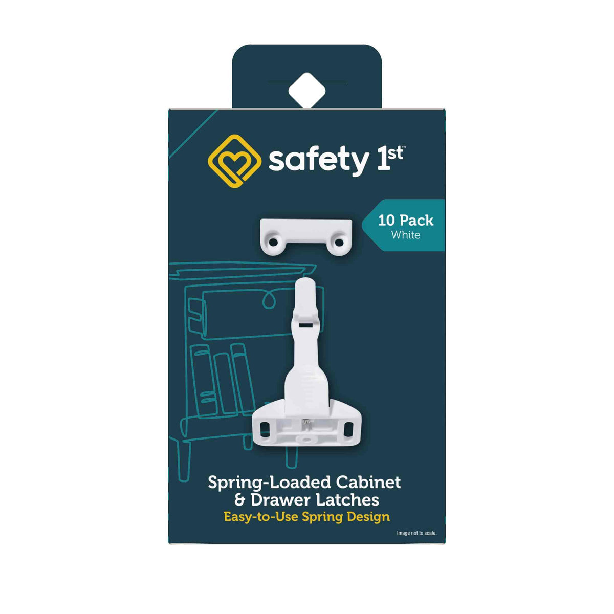 Safety 1st Spring-Loaded Cabinet & Drawer Latch, 10 Pack, White
