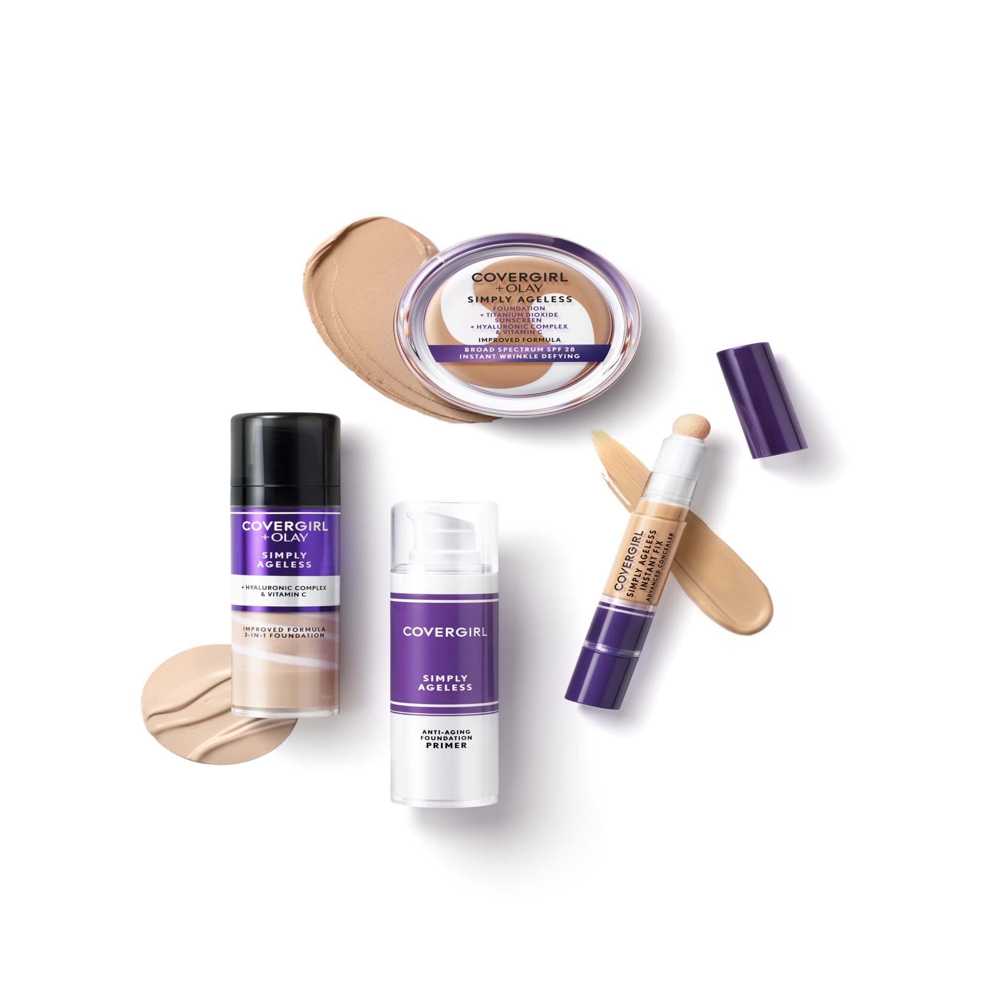 Buy now COVERGIRL & Olay Simply Ageless 3-in-1 Liquid Foundation, Matte Finish, Hyaluronic & Vitamin C Formula, 240 Natural Beige, 1 Count at indiglob india