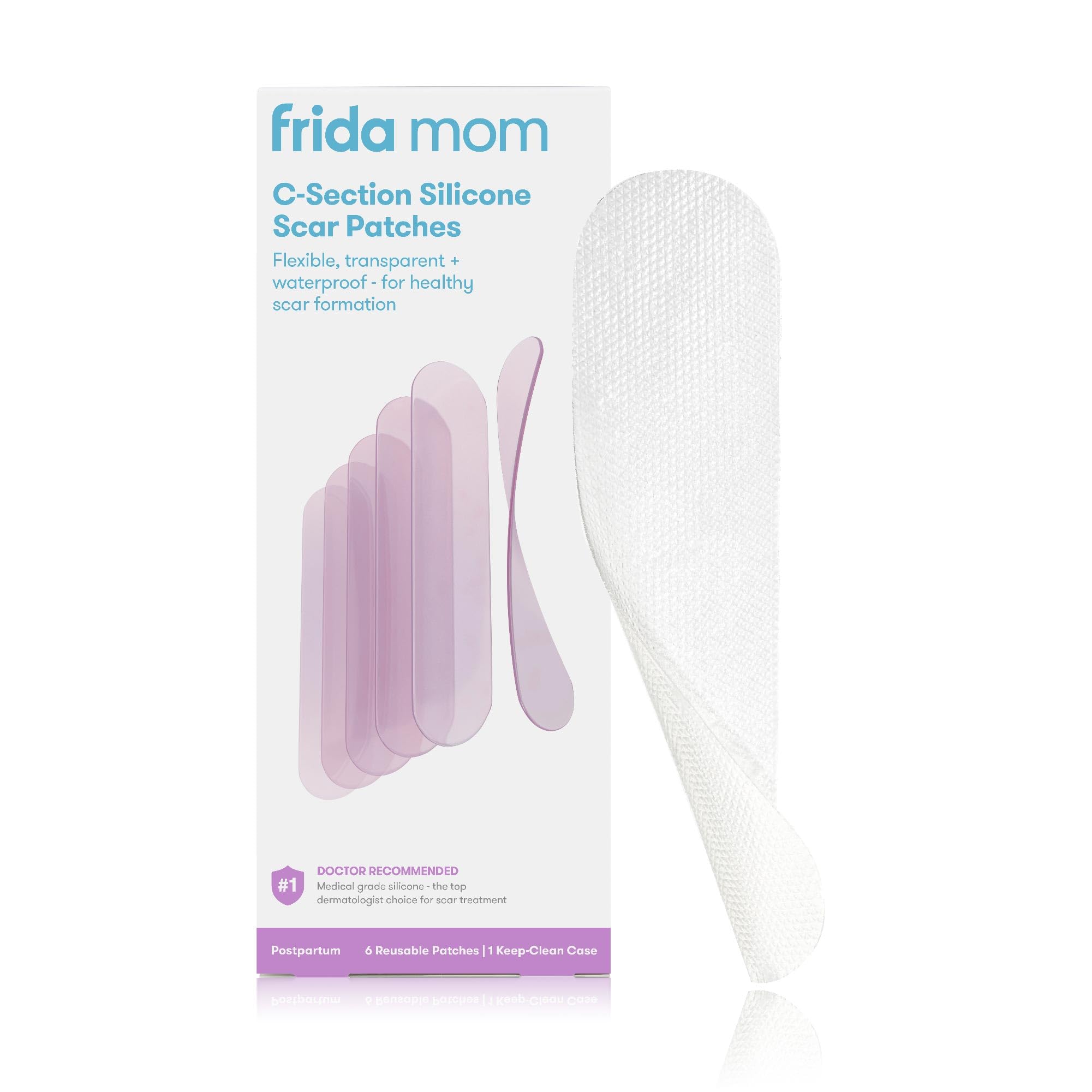 Frida Mom C-Section Silicone Strips for Recovery, Scar Treatment, Essential | Reusable Medical Grade Treatment for Keloid Scars, Includes Case & Pouch, Must Have for C-Section