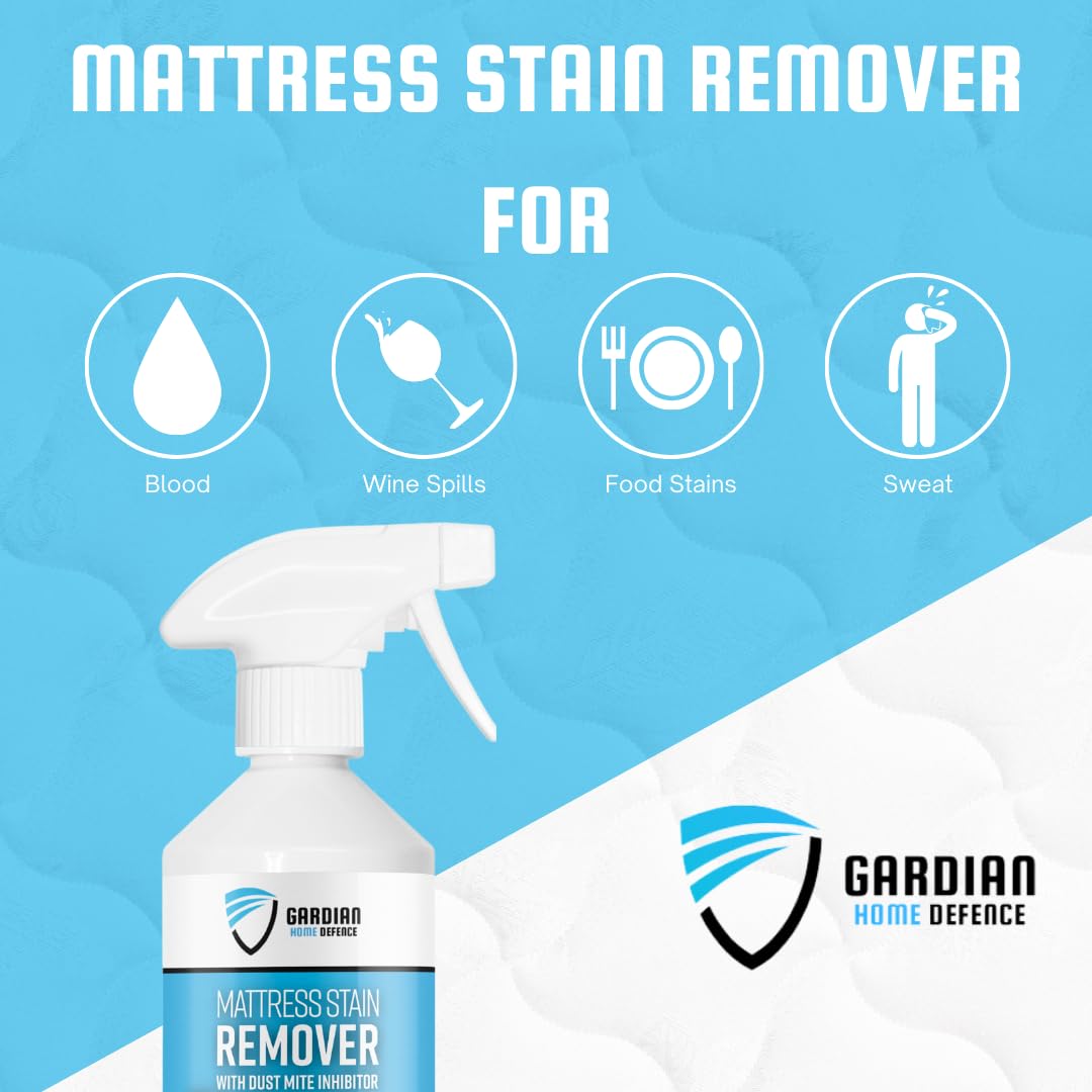 Gardian Mattress Cleaner and Stain Remover Spray for Urine, Sweat and Blood Stains for mattresses, bedding, clothing and upholstered furniture Extra Strong 16.9 Fl Oz (500ml)