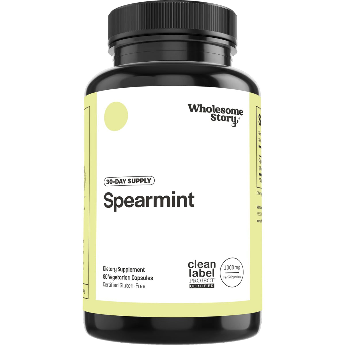 Wholesome Story Spearmint Capsules Supplement | 1000mg Spearmint Leaf | 333.33mg Per Capsule | Supports Hormones, Digestion & Gut | Mentha Spicata | 30-Day Supply