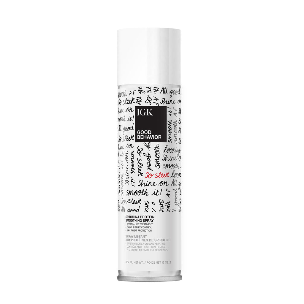 IGK Good Behavior Spirulina Protein Smoothing Spray, Heat Protectant, 5.6Oz | Keratin-Like Treatment, Frizz Control, Sleek Shiny Hair Blowout, Lightweight, 450°F Protection, Vegan + Color-Safe