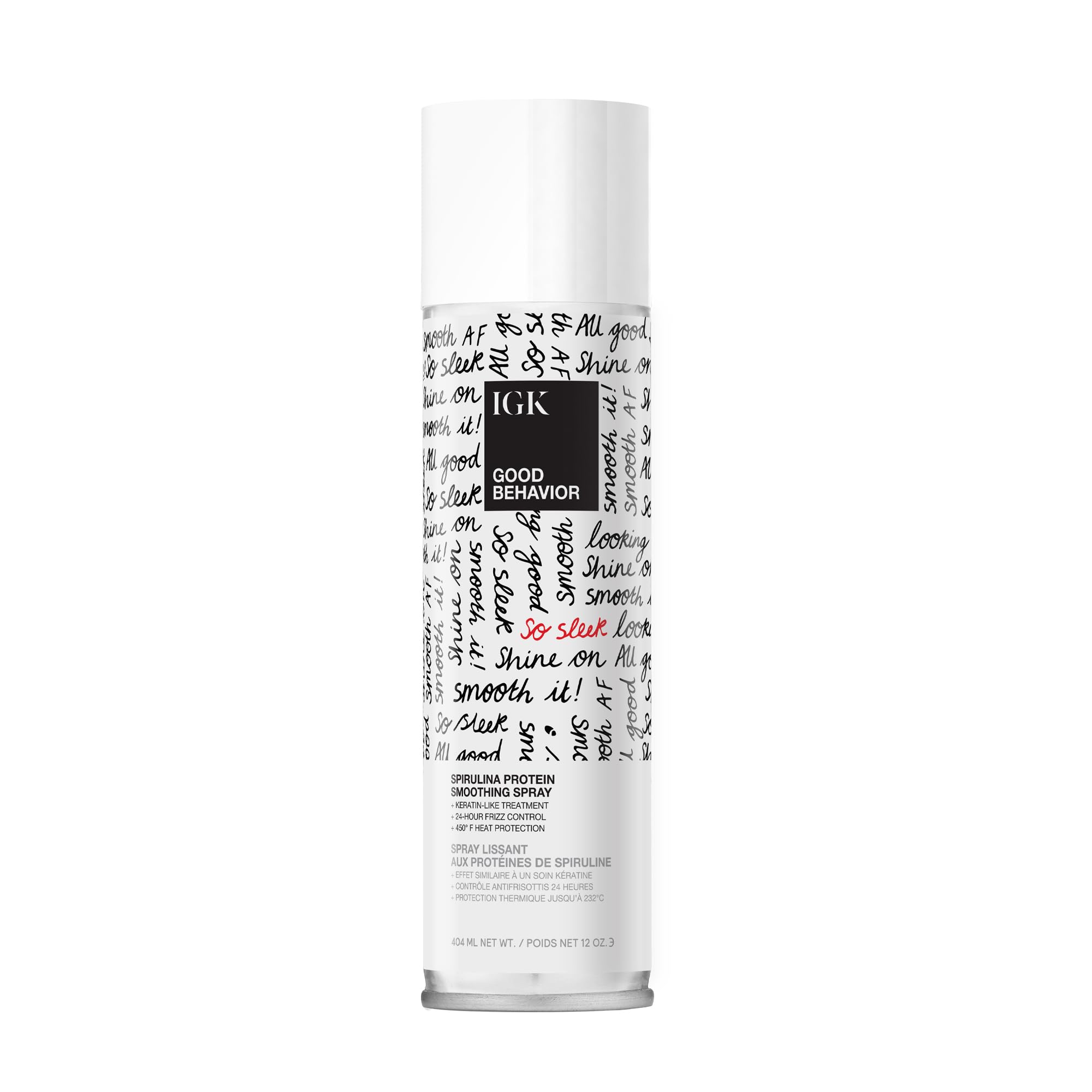 IGK Good Behavior Spirulina Protein Smoothing Spray, Heat Protectant, 5.6Oz | Keratin-Like Treatment, Frizz Control, Sleek Shiny Hair Blowout, Lightweight, 450°F Protection, Vegan + Color-Safe