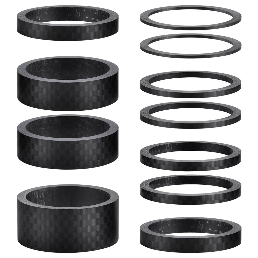 11PCS Bike Carbon Fiber Headset Spacers, Matte Finish, Fits 1-1/8 Inch Stem for MTB, Road Bicycle Handlebar Stems, (15/10/5/3/2/1mm) 6 Sizes