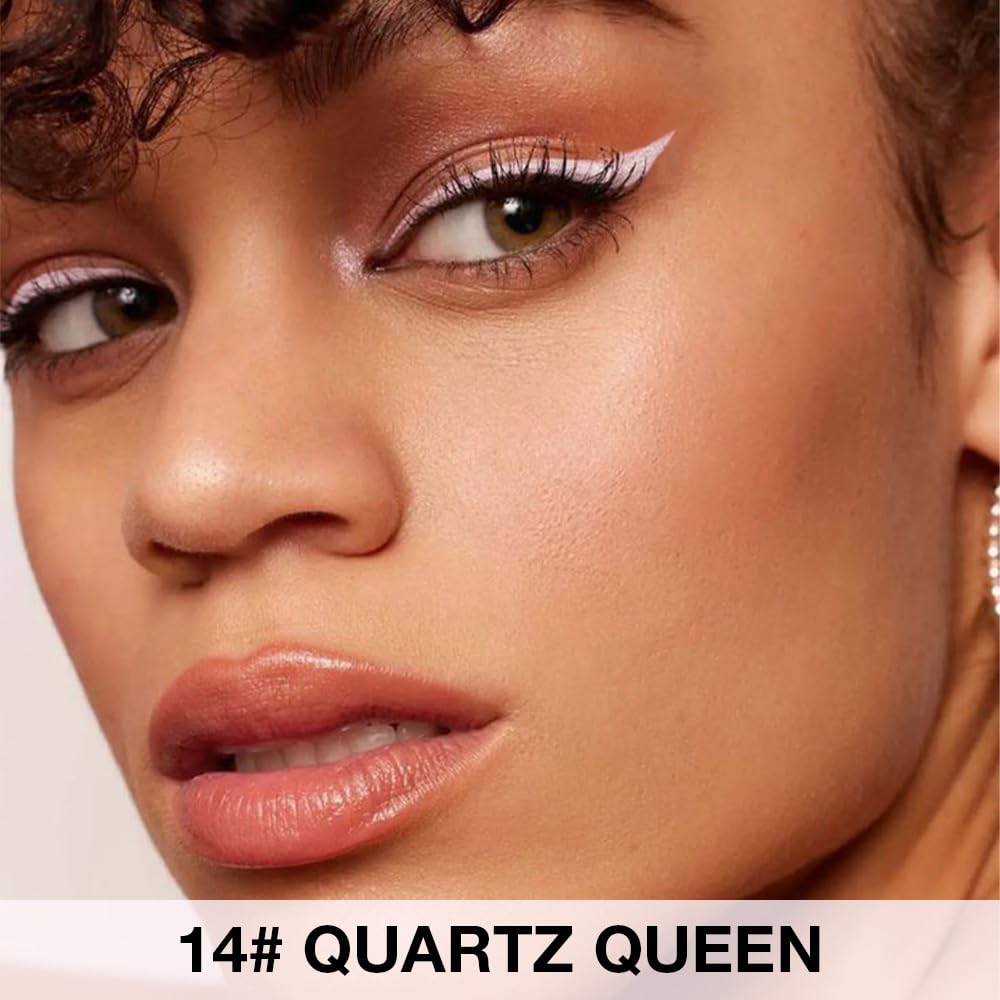 Authentic Kaely 2Pcs Gel Eyeliner Pencil on a model, featuring a stunning eye makeup look in shade 14# Quartz Queen.