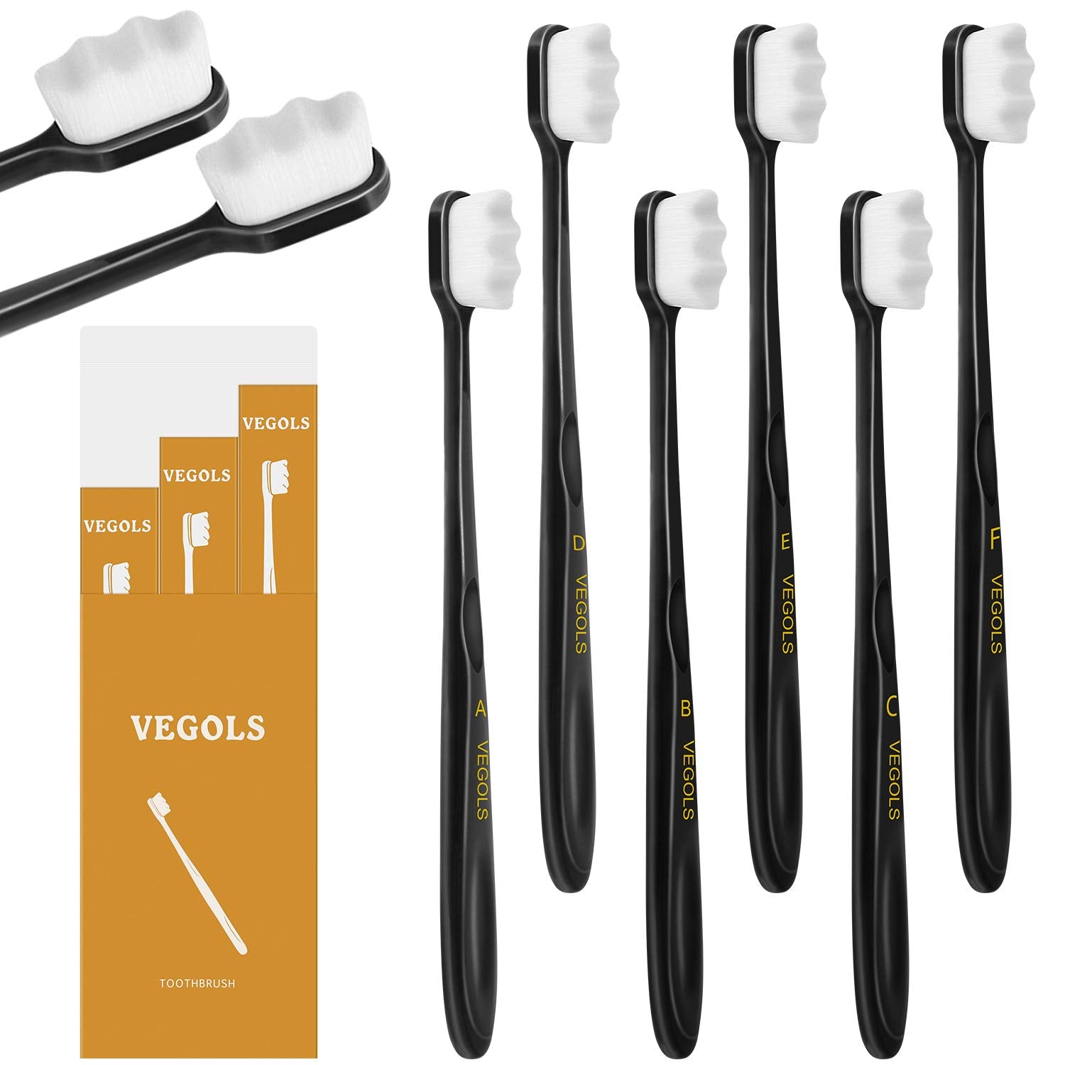 Buy now Adult Extra Soft Toothbrush with 20000 Soft Bristles, (Pack of 6) Micro Nano Manual Toothbrushes for Protect Sensitive Gums, Black/White Black at indiglob india