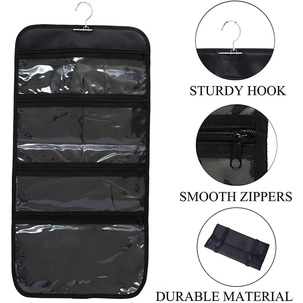 Buy now Foldable Clear Hanging Travel Toiletry Bag Cosmetic Organiser Storage at indiglob india