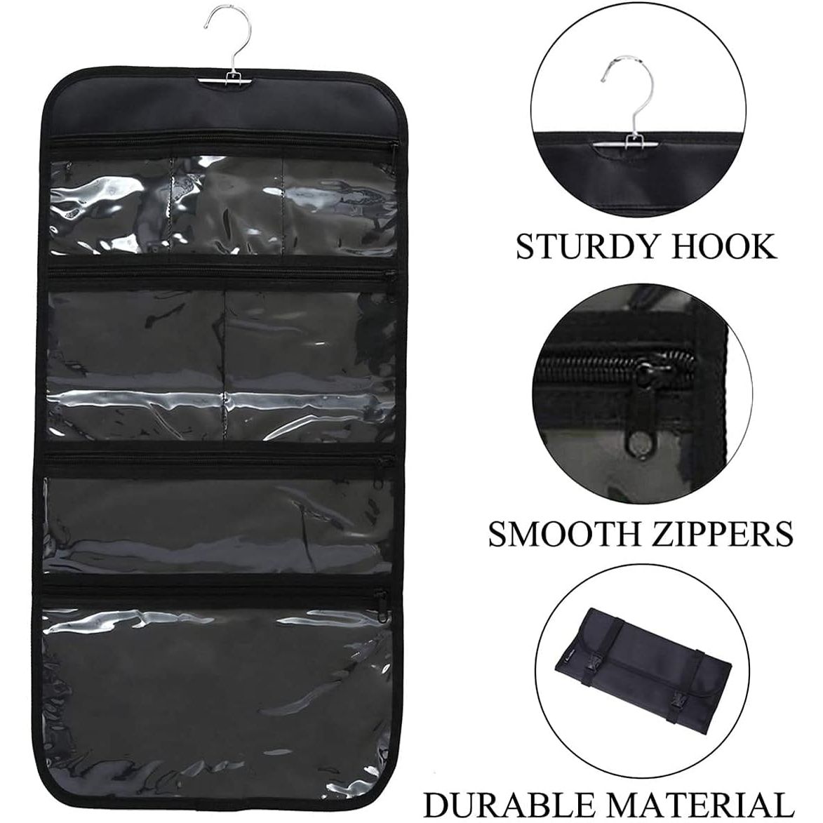 Buy now Foldable Clear Hanging Travel Toiletry Bag Cosmetic Organiser Storage at indiglob india