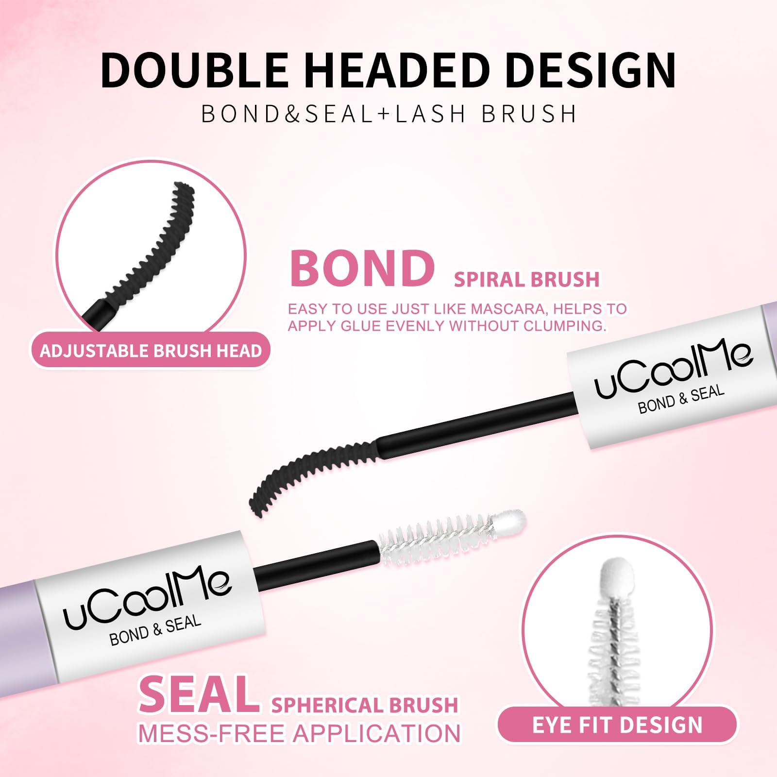 uCoolMe Lash Bond and Seal Waterproof 10ML for Lash Clusters 144Hours SuperStrong Long-Lasting Non-Irritating Eyelash Glue for DIY at Home(Black,10ML)