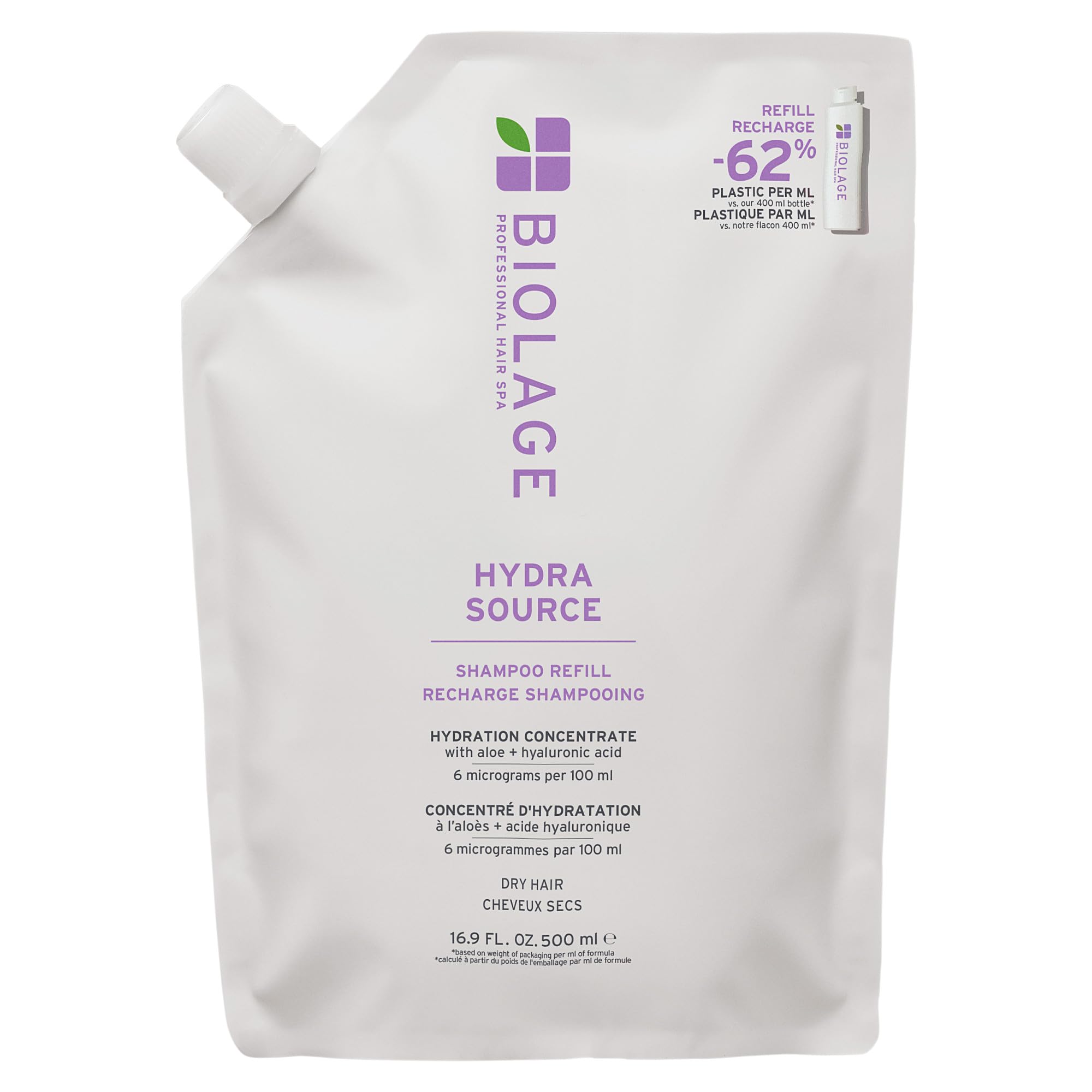 Biolage Hydra Source Shampoo – For Dry Hair | Aloe vera, hyaluronic acid, vegan, paraben-free, softens, moisturizes, adds shine