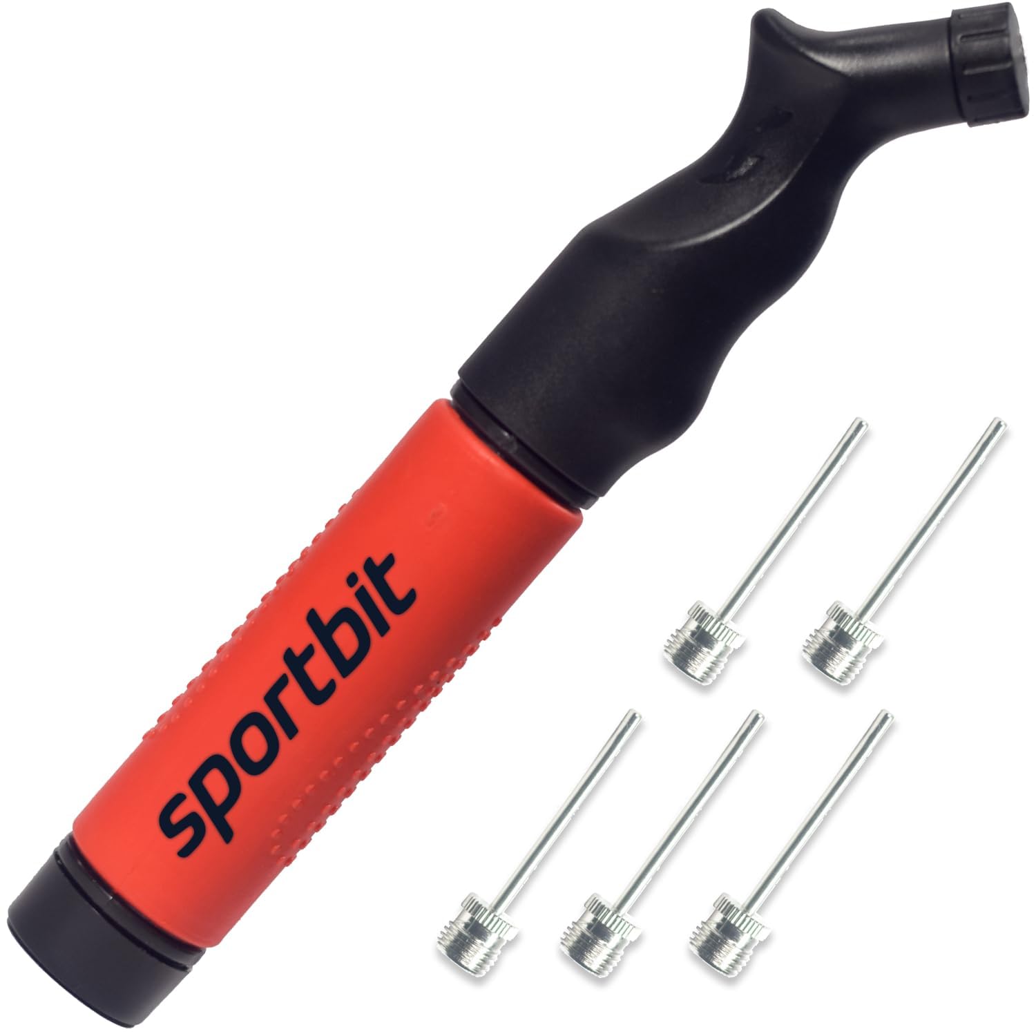 Buy now SPORTBIT Ball Pump for Sports Balls - Push & Pull Inflating System - Hand Pump for All Exercise Balls - Volleyball Pump, Basketball Inflator, Football & Soccer Ball Air Pump - Goes with 5 Needles Set RED at indiglob india