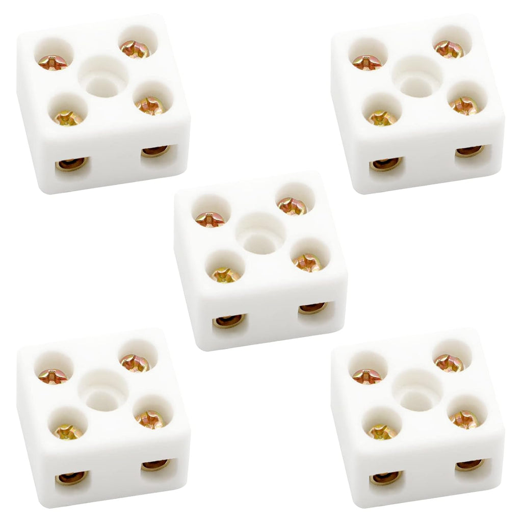 Buy now 2 Way Ceramics Terminal Blocks,25A 380V High Temp Porcelain Ceramic Connectors for Electric Wire Cable 5Pcs by GUBCUB at indiglob india