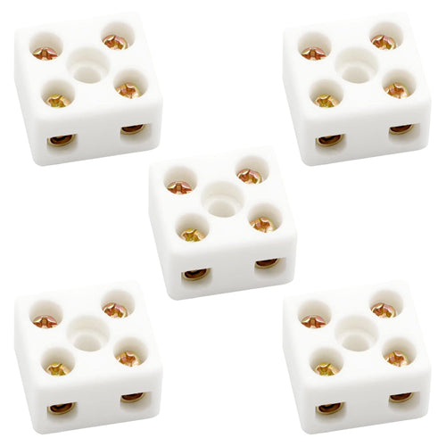 Buy now 2 Way Ceramics Terminal Blocks,25A 380V High Temp Porcelain Ceramic Connectors for Electric Wire Cable 5Pcs by GUBCUB at indiglob india