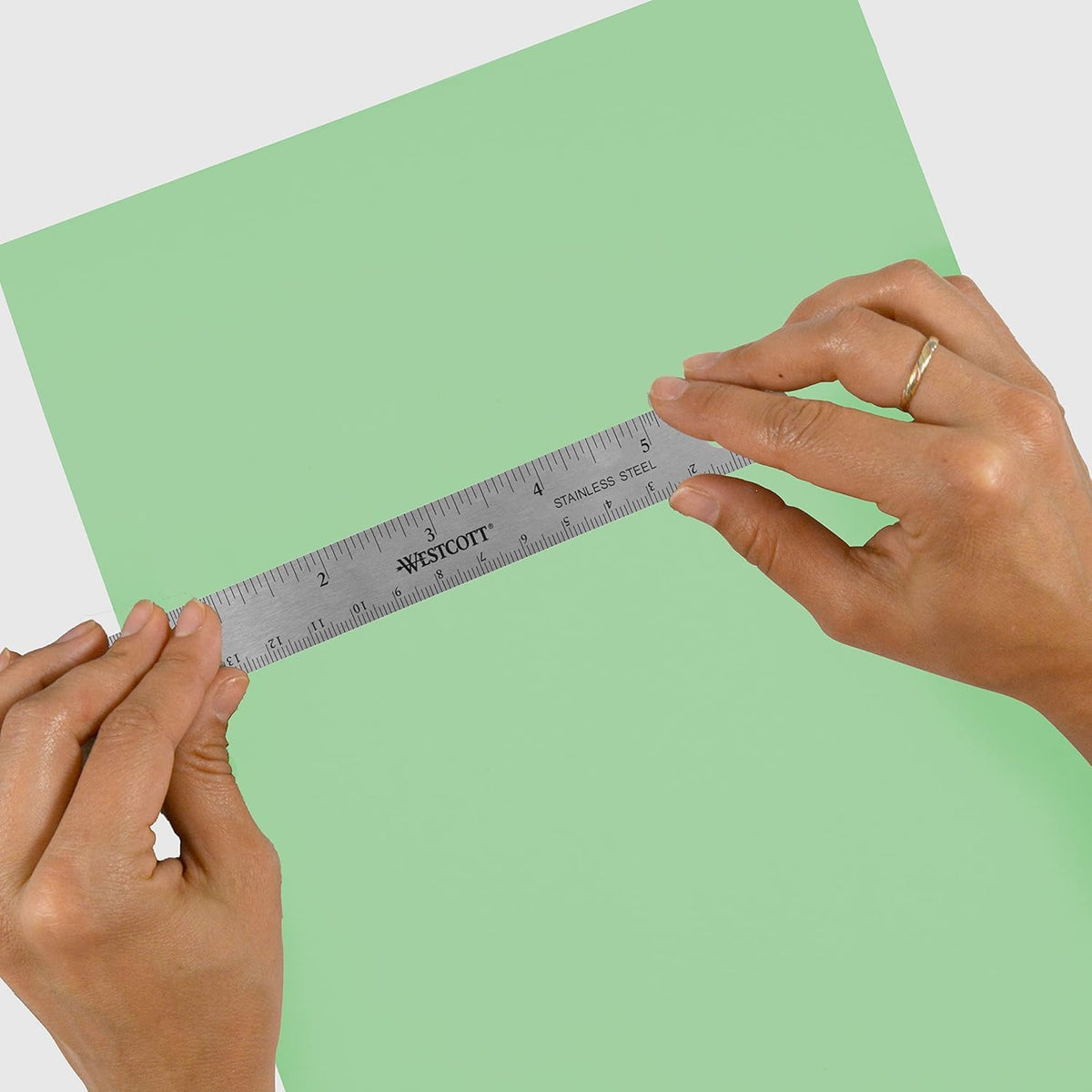 Westcott 10414 Stainless Steel Metal Ruler with Non-Slip Cork Base, 6 in
