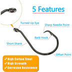 Buy now Fish Hooks for Fishing Gear Tackle, 150PCS Circle Hooks Saltwater, 6sizes Fishing Hooks Saltwater, Catfish Octopus Hook 1/0 2/0 3/0 4/0 5/0 6/0 Black High Carbon Steel with Portable Plastic Box at indiglob india