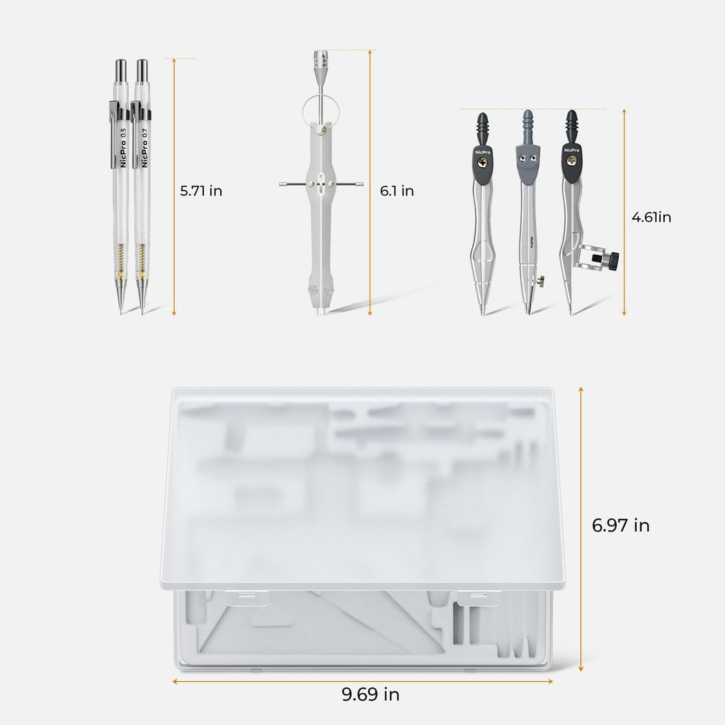 Nicpro 22 PCS Compass Geometry Tools with Case, Drafting Tool Geometry Set