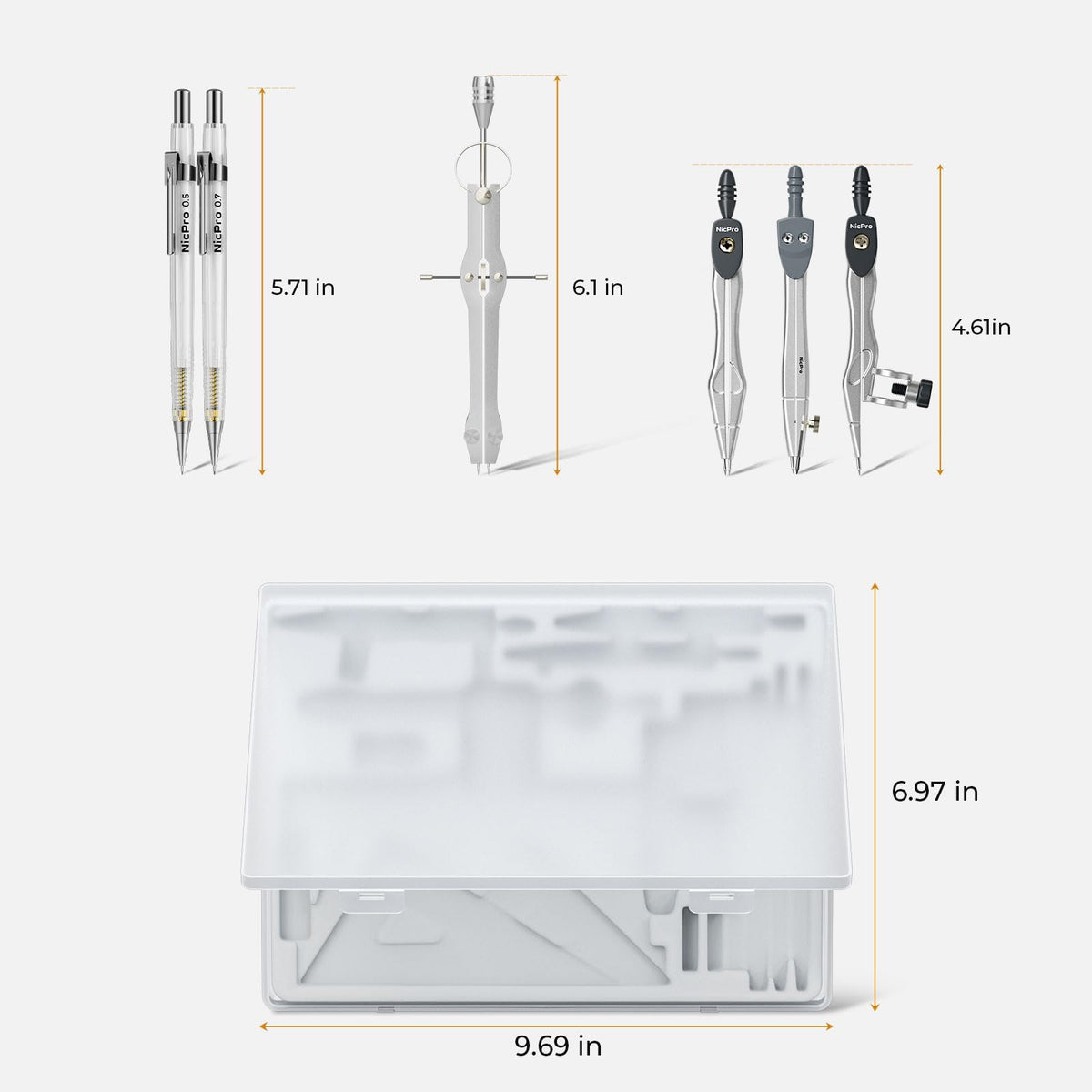 Nicpro 22 PCS Compass Geometry Tools with Case, Drafting Tool Geometry Set