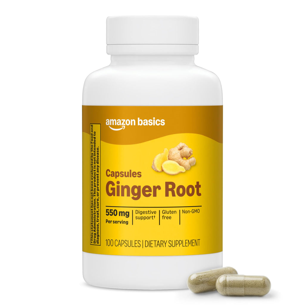 Amazon Basics Ginger Root Capsules, 550 mg, 100 Count