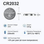 Enegitech CR2032 Batteries, CR 2032 Lithium 3V Coin Battery 6 Pack
