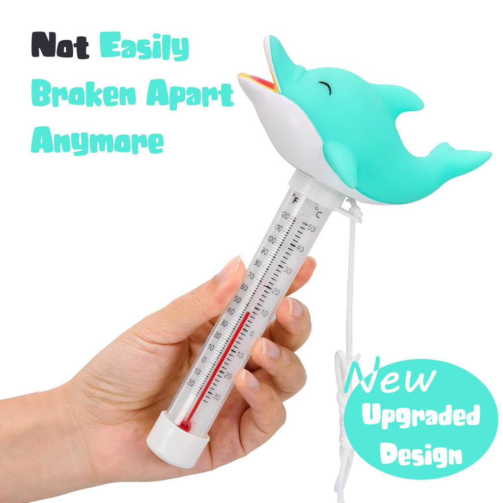 XY-WQ Dolphin Floating Pool Thermometer with String, Easy-Read