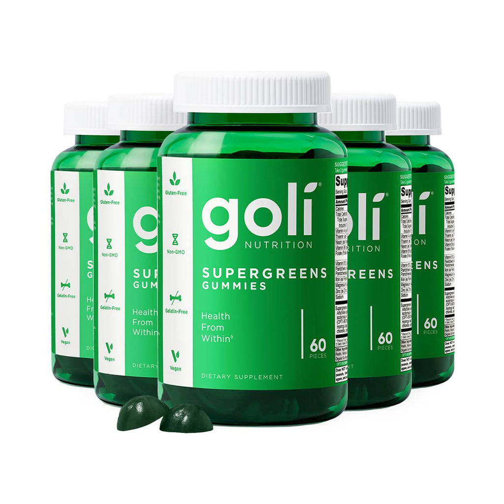 Goli SuperGreens Vitamin Gummy - 120 Count - Essential Vitamins and Minerals - Plant-Based, Vegan, Gluten-Free & Gelatin Free - Health from Within, Pack of 2